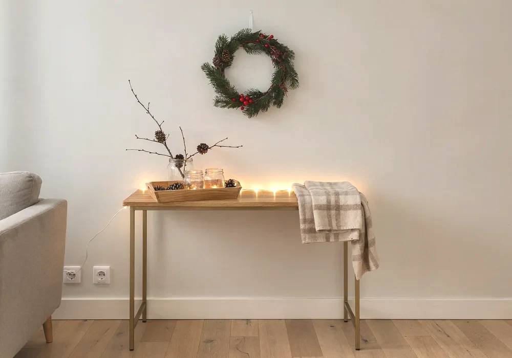 décorer pour noël sans sapin : 15 idées simples pour créer une ambiance festive chez soi 5 console noel sans sapin wreath