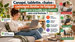 Canapé, tablette, chaise : comment limiter la fatigue quand on travaille à la maison sans vrai bureau ?